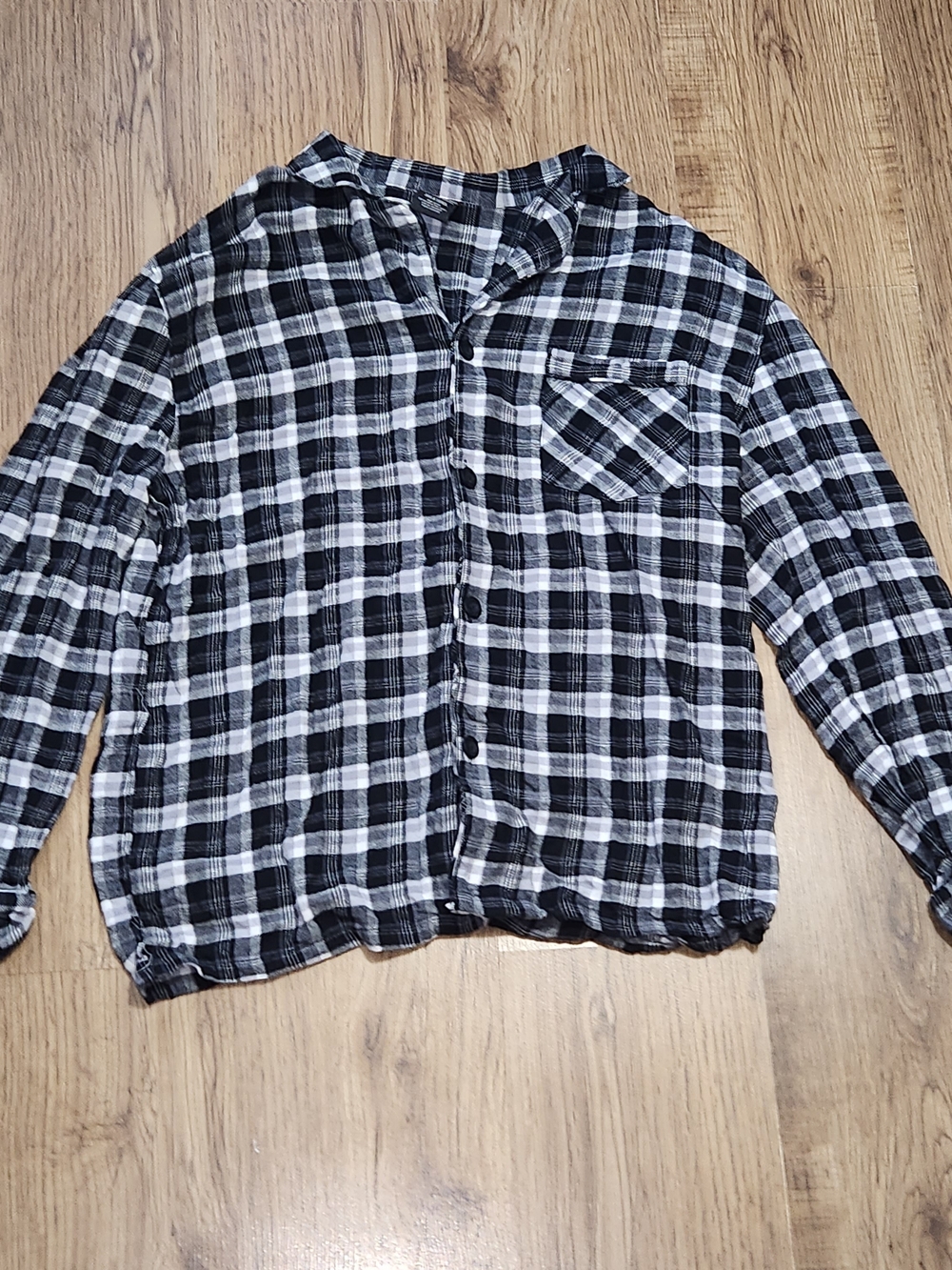 Black & White Plaid Men's Button-Up Shirt